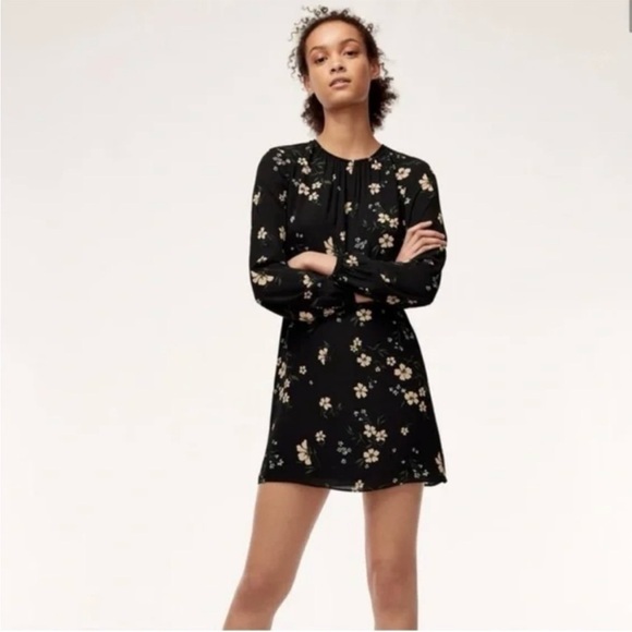 NWT ARITZIA SUNDAY BEST Poppins Wilde/ Carolina Blue Floral Long Sleeve Dress - Picture 2 of 11